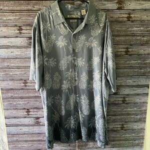 Batik Bay Men's Short-Sleeved Button-Down Shirt Sz 2XLT Gray Pineapple Easy Care